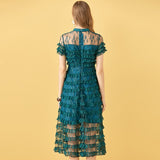 LUCILLE ruffled lace midi dress