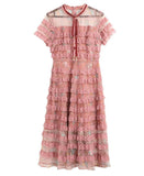 LUCILLE ruffled lace midi dress