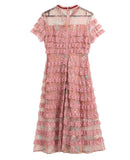 LUCILLE ruffled lace midi dress