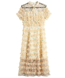 LUCILLE ruffled lace midi dress