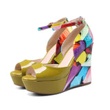Ankle Strap Colorful Wedge Sandals