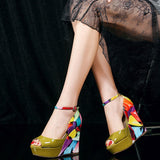 Ankle Strap Colorful Wedge Sandals