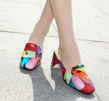 Textured Colorful Block Heel Slip-on