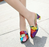 Textured Colorful Block Heel Slip-on