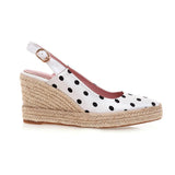 Polka Dot White Wedge Shoes