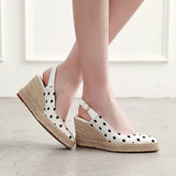 Polka Dot White Wedge Shoes