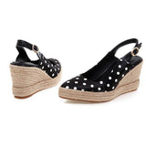Polka dot wedge sandals in black