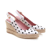 Polka Dot White Wedge Shoes