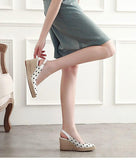 Polka Dot White Wedge Shoes