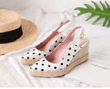 Polka Dot White Wedge Shoes