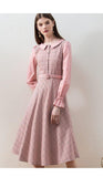 RONINA plaid midi dress in pink