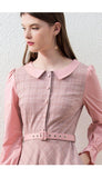 RONINA plaid midi dress in pink