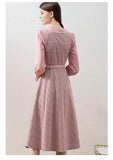 RONINA plaid midi dress in pink