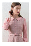 RONINA plaid midi dress in pink