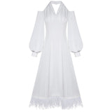 LAILA Open-shoulder Feathered Hem Midi Dress