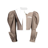 Crop top Button Pleated Lapel Sleeve
