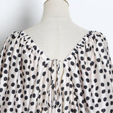 SADIE Polka dot Square Collar bow midi dress