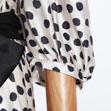 SADIE Polka dot Square Collar bow midi dress