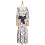 SADIE Polka dot Square Collar bow midi dress