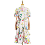 JASMINE Blossom Puff Ruffled Midi Dress