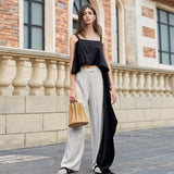 Asymmetric Spaghetti Strap trail crop top