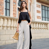 Asymmetric Spaghetti Strap trail crop top