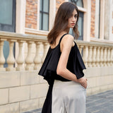 Asymmetric Spaghetti Strap trail crop top