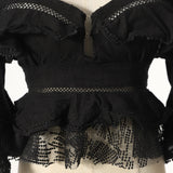 Sweetheart lantern-sleeve peplum top