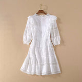IVANNA Embroidery V-Neck Vintage Mini Dress