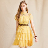 FELICITY Lace Ruffles Dot Mini Cake Dress