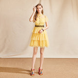FELICITY Lace Ruffles Dot Mini Cake Dress