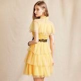 FELICITY Lace Ruffles Dot Mini Cake Dress