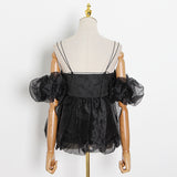 Spaghetti Off-Shoulder Ruched Blouses