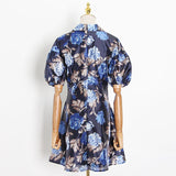 NANCY V-neck Floral Puff Mini Dress