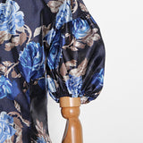 NANCY V-neck Floral Puff Mini Dress