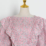 Bowknot Back Ruffled Puff Blouse