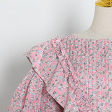 Bowknot Back Ruffled Puff Blouse