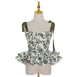 Ballerina Ribbon Strap Ruffles Vests Top