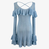 SKYE Ruffled Back Cross Knitting Dress
