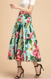 High Waist Elegant Flower Cotton Skirt
