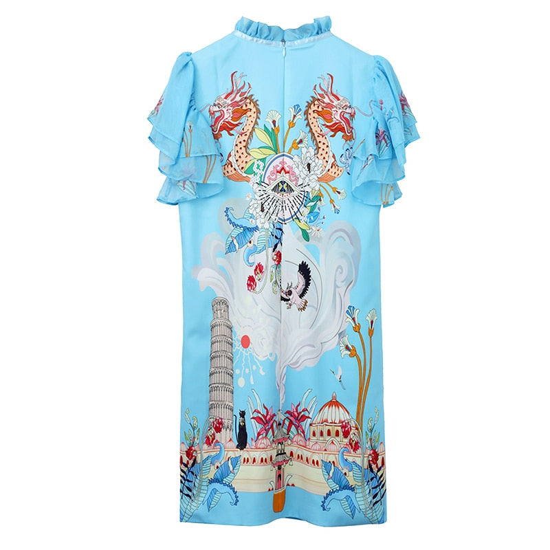 GALILIE Butterfly Sleeve Sequined Beading Dress