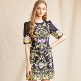 YVONE Floral Beading Loose Mini Dress