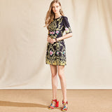 YVONE Floral Beading Loose Mini Dress