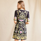 YVONE Floral Beading Loose Mini Dress