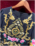 YVONE Floral Beading Loose Mini Dress