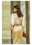Three-quarter Sleeve Lace Hollow Out Blouse
