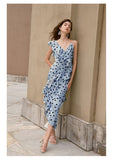 CANDACE Polka Dot V-neck Ruffled Midi Dress