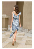 CANDACE Polka Dot V-neck Ruffled Midi Dress