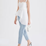 Asymmetrical Strap Sashes Vest Belted Top