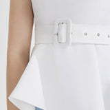 Asymmetrical Strap Sashes Vest Belted Top